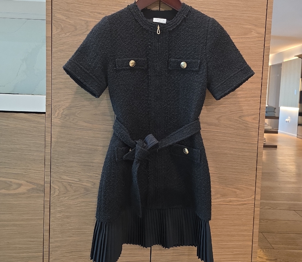 Sandro Black Textured Midi Dress